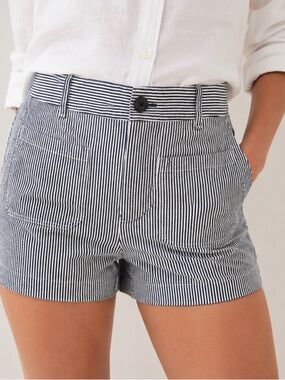 LOFT The Palmer Short Striped Shorts Navy White Size 8 Coastal Preppy